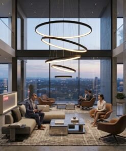 Alternative view of Orien Design Pendant Lamp Sand Black 20cm&40cm&60cm&80cm&100cm 5 Ring 160W LED CCT 3 Color