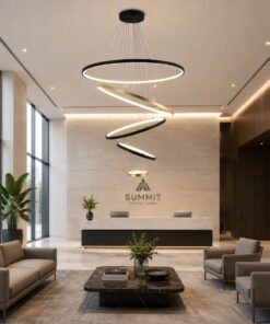 Alternative view of Orien Design Pendant Lamp Sand Black and Gold 20cm&40cm&60cm&80cm&100cm 5 Ring 160W LED CCT 3 Color