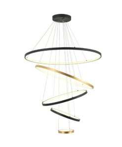 Orien Design Pendant Lamp Sand Black and Gold 20cm&40cm&60cm&80cm&100cm 5 Ring 160W LED CCT 3 Color