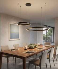 Alternative view of Duora Design Pendant Lamp Sand Black 80cm & 40cm Duo Ring 60W LED CCT 3 Colors & 3 Step Dimming