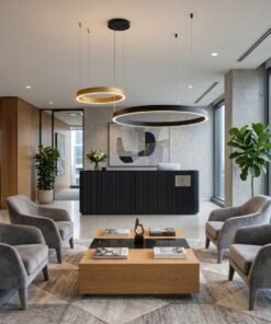 Alternative view of Duora Design Pendant Lamp Sand Black and Gold 80cm & 40cm Duo Ring 60W LED CCT 3 Colors & 3 Step Dimming