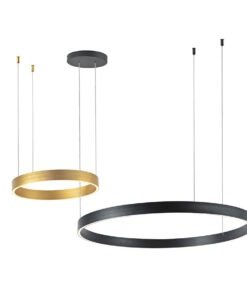 Duora Design Pendant Lamp Sand Black and Gold 80cm & 40cm Duo Ring 60W LED CCT 3 Colors & 3 Step Dimming