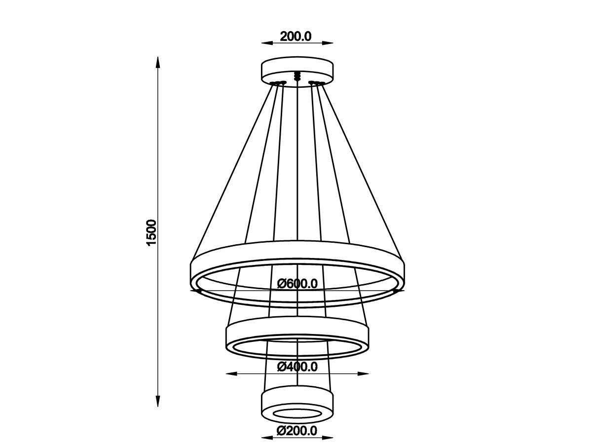 Duora Design Pendant Lamp Sand Black 20cm & 40cm & 60cm Trio Ring 60W LED CCT 3 Colors & 3 Step Dimming - Image 5