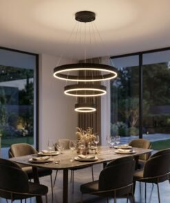 Alternative view of Duora Design Pendant Lamp Sand Black 20cm & 40cm & 60cm Trio Ring 60W LED CCT 3 Colors & 3 Step Dimming