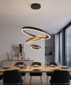 Alternative view of Duora Design Pendant Lamp Sand Black and Gold 20cm & 40cm & 60cm Trio Ring 60W LED CCT 3 Colors & 3 Step Dimming