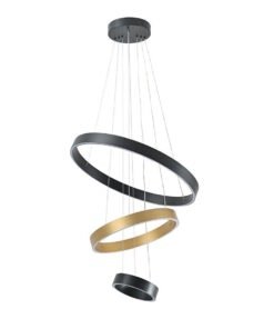 Duora Design Pendant Lamp Sand Black and Gold 20cm & 40cm & 60cm Trio Ring 60W LED CCT 3 Colors & 3 Step Dimming