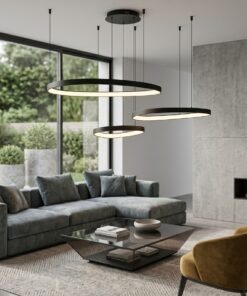 Alternative view of Auren Design Pendant Lamp Black 42cm & 62cm & 82cm Trio Ring 160W LED CCT 3 Color