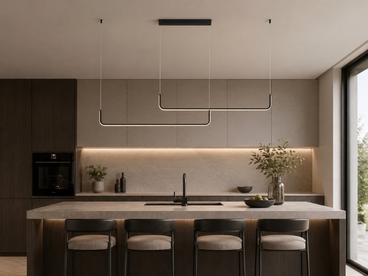 Alura Linear Pendant Lamp Sand Black 100cm & 100cm Duo Line 40W LED CCT 3 Colors & 3 Step Dimming - Image 4