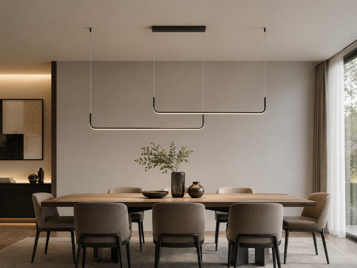 Alura Linear Pendant Lamp Sand Black 100cm & 100cm Duo Line 40W LED CCT 3 Colors & 3 Step Dimming - Image 6