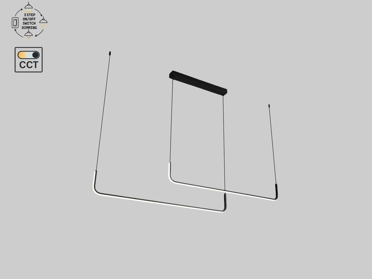 Alura Linear Pendant Lamp Sand Black 100cm & 100cm Duo Line 40W LED CCT 3 Colors & 3 Step Dimming - Image 3