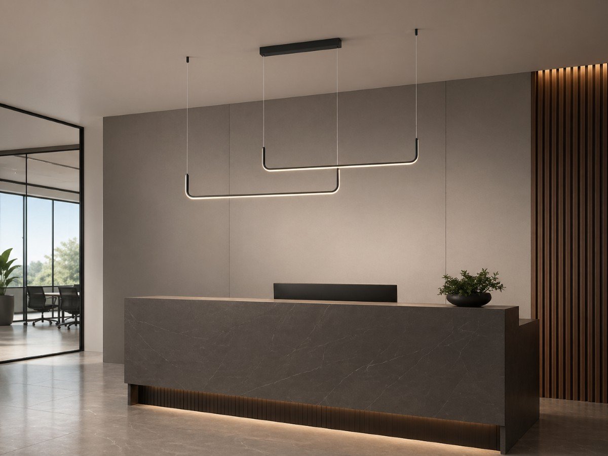 Alura Linear Pendant Lamp Sand Black 100cm & 100cm Duo Line 40W LED CCT 3 Colors & 3 Step Dimming - Image 7