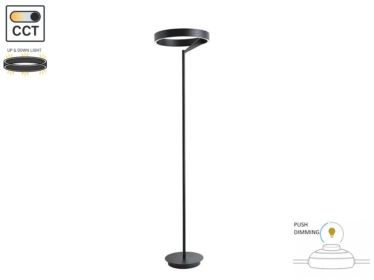Arcao Design Floor Lamp Black 35cm 22W LED CCT 3 Color Dimmable